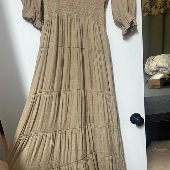 Beige Crochet Detail Dress - Picture 4 of 7